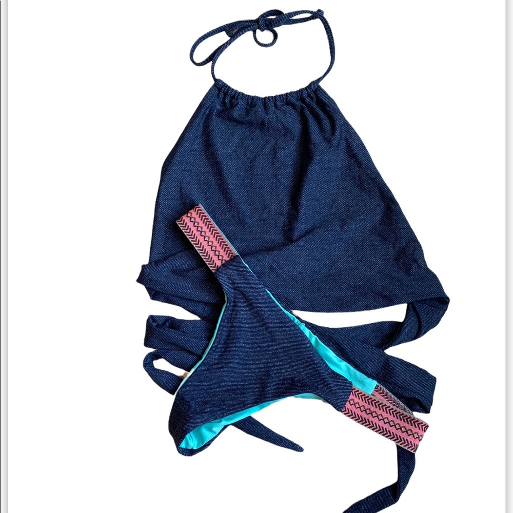 LSpace Nomad Halter and bikini bottom- denim look